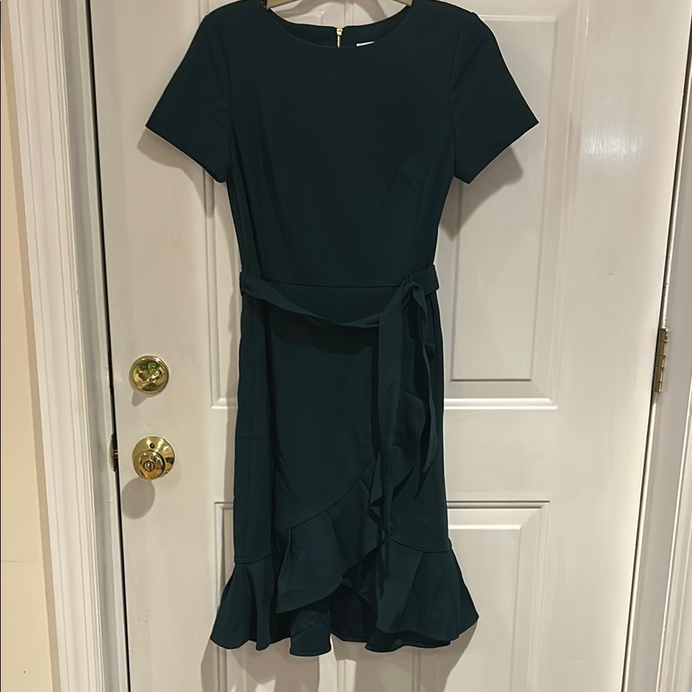 Elegant Dark Green Ruffle Dress
